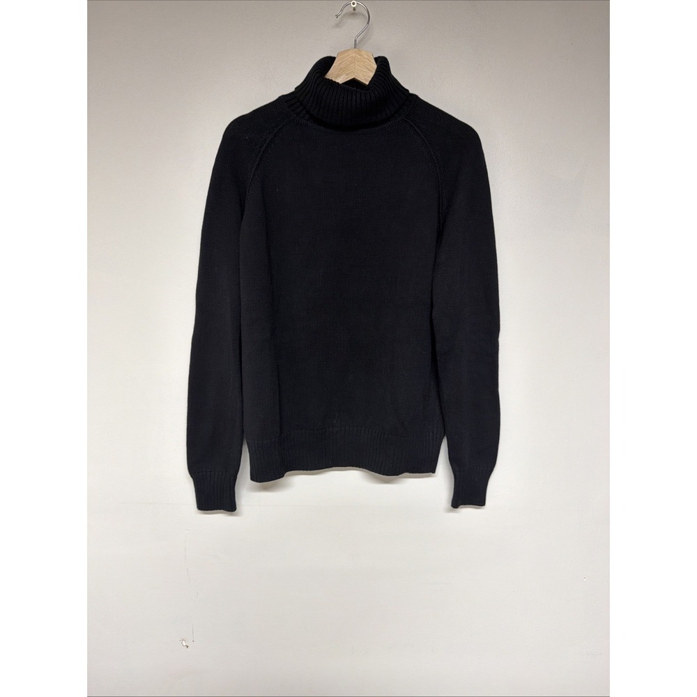 Jeanne Pierre Womens Black Turtleneck Cotton Knit Pullover Sweater Size L